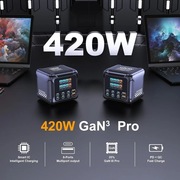Stacja ładowania GaN 420W, LCD, 6 USB-C (2x140W + 4x100W) 2 USB-A (60 W)