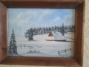 Obraz – Chata pod śniegiem