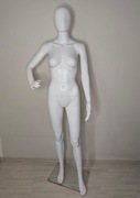 Manekin damski całopostaciowy biały ze szklaną podstawą 