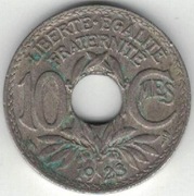 Francja 10 centymów centimes 1923 21,3 mm nr 1 Błyskawica