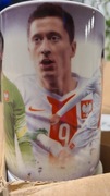komplet 4 szt.  kubki piłka nożna Lewandowski drużyna porcelana 