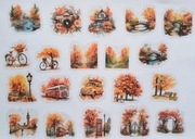naklejki 40 szt mix natura jesień pomarańcz scrapbooking