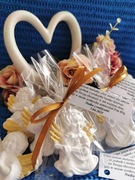 Aniołki gipsowe podziękowanie dla gości chrzest, komunia, ślub 