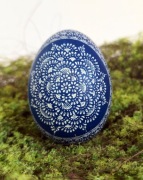 PISANKA KROSZONKA WIELKANOC RĘKODZIEŁO HANDMADE JAJO KURZE NIEBIESKIE #1