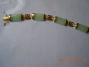 Bransoletka srebro pozłacane plus jadeit zielony