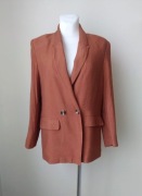 Brązowa ruda marynarka damska długa do pracy casual elegancka