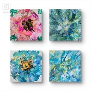 Kompozycja wiosenna, płótno 40x40x1cm,  