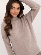 Beżowy damski sweter we wzory z półgolfem