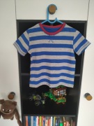 T-shirt szaroniebieski w paski rozm.104cm chłopiec