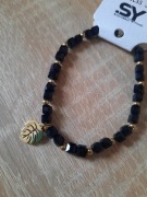 Koralikowa bransoletka z listkiem monstera 