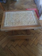 Taboret krzesełko rattan małe vintage składane retro