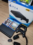 Playstation 4 Slim 500 GB 4 gry 2 pady i słuchawki