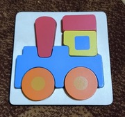 Playtive kolorowe, drewniane puzzle 2D Lokomotywa