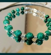 Bransoletka ze srebra S925 z naturalnym malachitem 