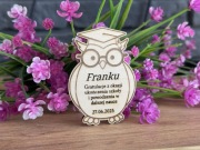 Drewniany Magnesik Sowa z Grawerem – Pamiątka na Zakończenie Szkoły