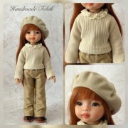 Zestaw 3w1 dla lalek Paola Reina 32cm bluzka,beret ,spodnie dzwony