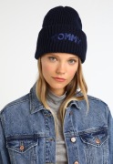 Tommy Hilfiger granatowa czapka logo patch beanie z dodatkiem wełny