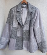 Duży Żakiet Patchworkowy Srebrny Duży Rozmiar 7 XL /54