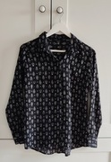 Amisu czarna we wzory koszula damska XS S 36 34 oversize luźna zwiewna