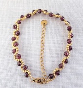 Bransoletka damska Granat i złote Toho rękodzieło 