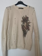 Śmietankowy sweter River Island roz. 36 wełna