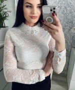 Bluzka Dalia ozdobny kołnierzyk koronkowa 