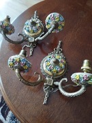 Kinkiety porcelana. Mosiądz 