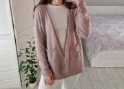 Liu Jo pudrowy wełniany moherowy kardigan sweter 50% moher wełna oversize S