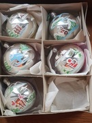 Bombki z PRL, 5 sztuk, ręcznie malowane, vintage