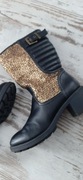 Kozaki botki czarne złote motocyklowe 40
