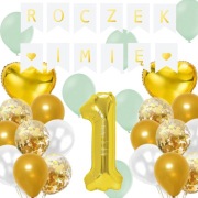 ZESTAW dekoracji na ROCZEK pierwsze Urodziny + imię