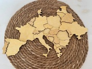 Drewniana mapa Europy 3D dekoracja ścienna