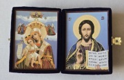 Ikona prawosławna GRECKA DYPTYK Podróżna Matka Boska WŁODIMIERSKA. JEZUS.