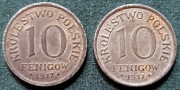 10 fenigów 1917 Królestwo Polskie dwie sztuki
