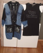 KOMPLET _TATU_Narzutka -Parka siatka jeans+ Sukienka_Cyrkonie r. 38/40