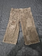 Spodnie dziecięce sztruksowe z naszywkami koloru brązowego Yibo, rozmiar 86