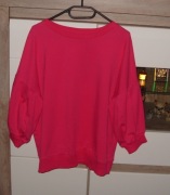 Amarantowa_ bawełniana_ bluzko-bluza rękawki Bufki r. L/XL_
