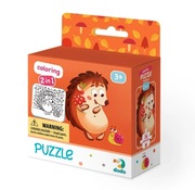 Puzzle 16 elementów Jeżyk z kolorowanką