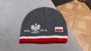 Czapka zimowa szara kibica Polski patriotyczna