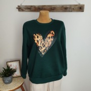 Bluza damska butelkowa zieleń z serduszkiem panterka M