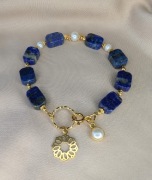 Bransoletka unikat kamienie perły naturalne lapis lazuli prezent pamiątka