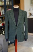 Włoska zielona marynarka tweedowa Cartesius r54, 100% wełna, krata