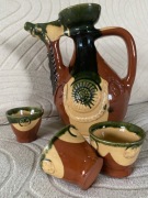 Bałkański dzban/dekanter i 3 kubeczki 