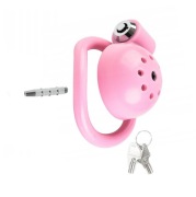 Mały lekki różowy pas cnoty chastity cage 5 oringów + dilator