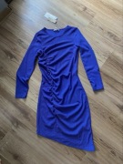 Anna field nowa chabrowa asymetryczna marszczona sukienka XS S