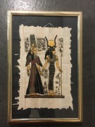 Egipski papirus królowa Nefertari wraz z boginią Izydą ręcznie malowany 90'
