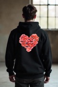 Męska Czarna Bluza M Serce z Całusów Buziakó