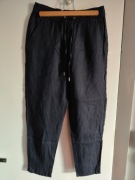 L.O.G.G. H&M, lniane, granatowe spodnie r.36