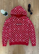 100% Bawełna Bluza monogram Louis Vuitton x supreme czerwona