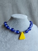 Niebieski naszyjnik ze szklanych koralików, krótki naszyjnik, nowy
